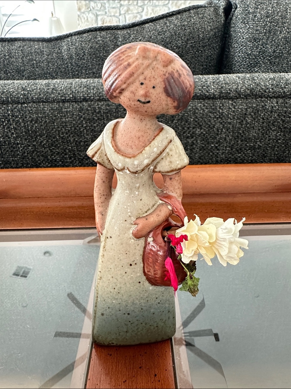 UCTCI Japanese Stoneware Lady Figurine. Bud Vase 1960-1980s